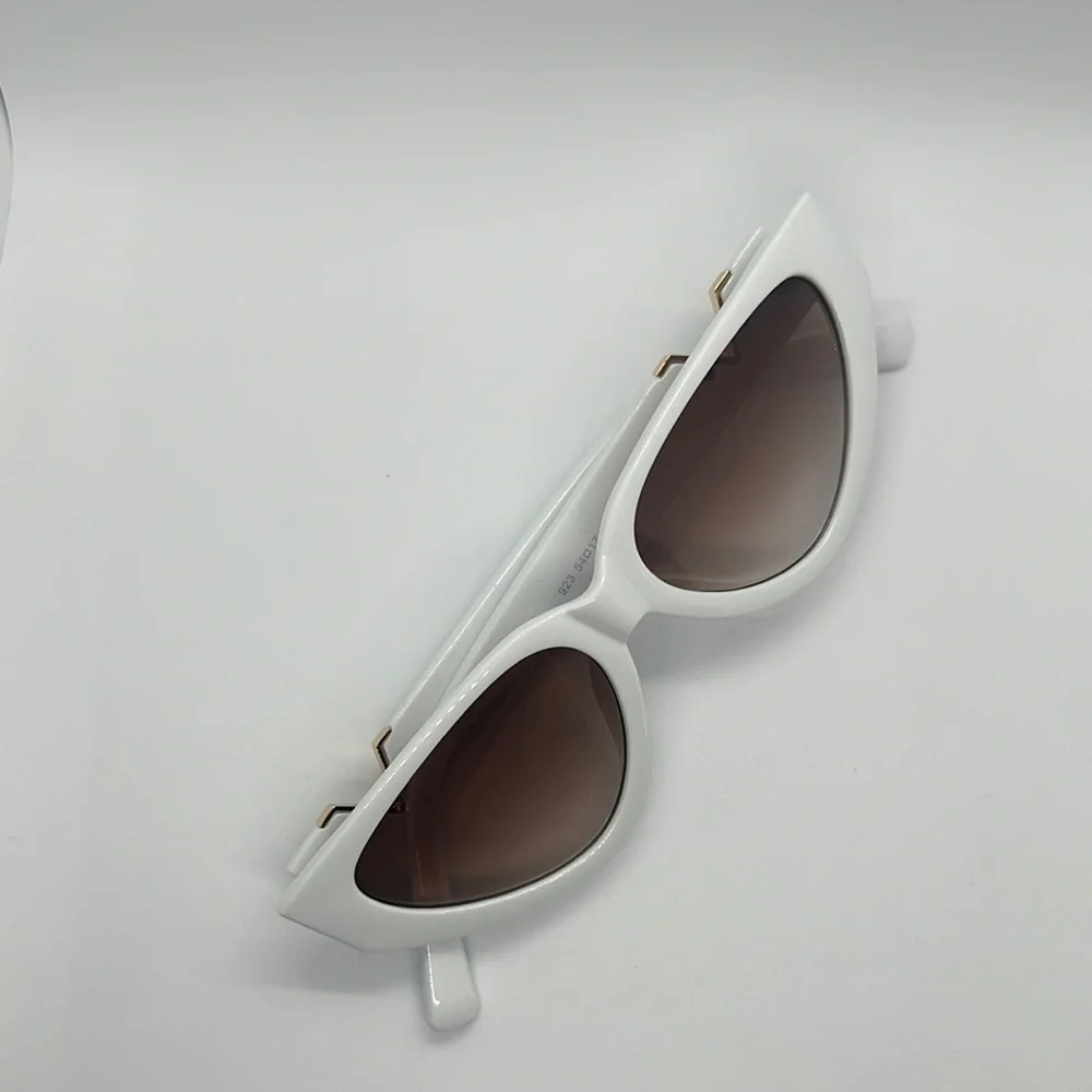 Chic White Cat-Eye Sunglasses with Gold Accents - UV Protection!